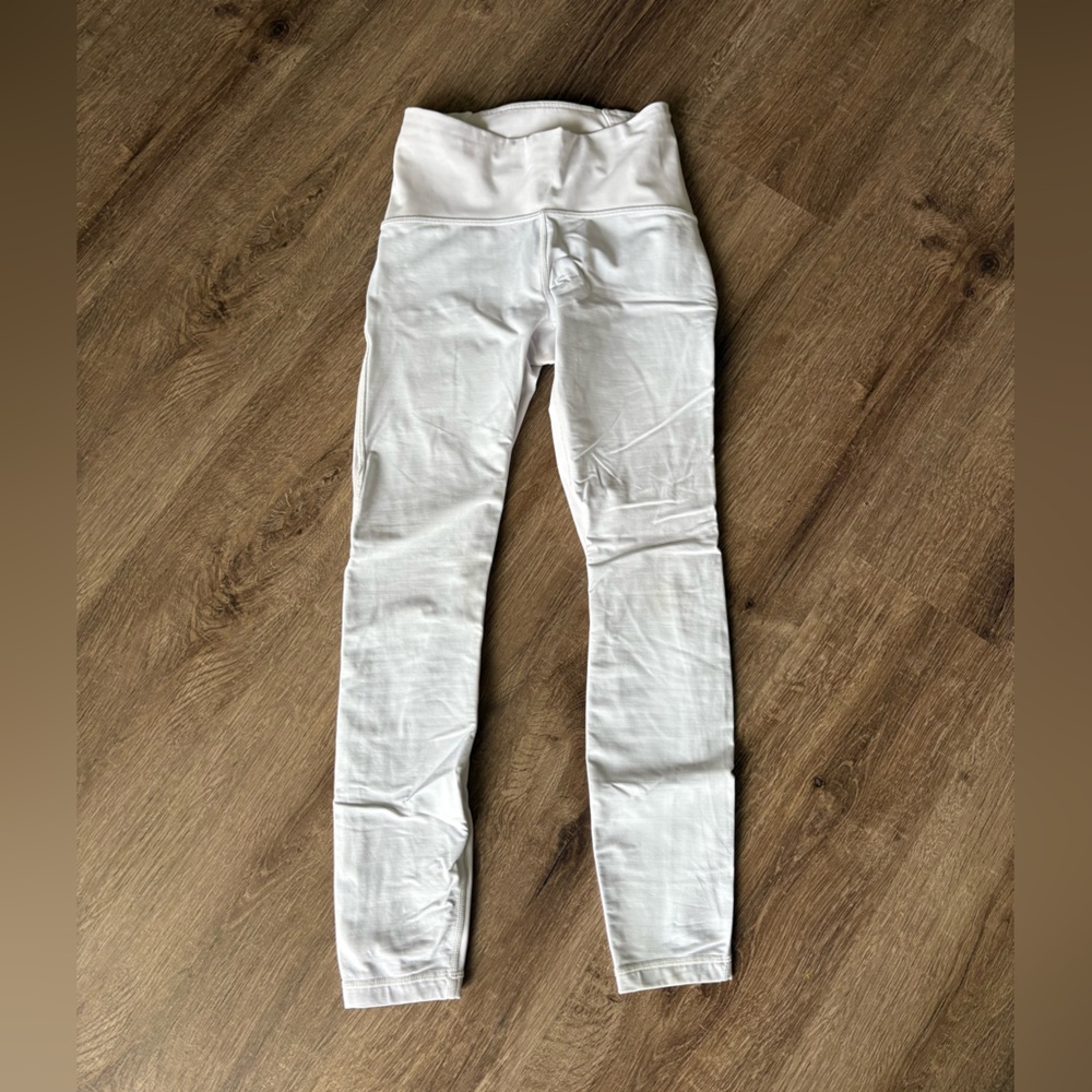 Lululemon White Leggings With Mesh Detailing